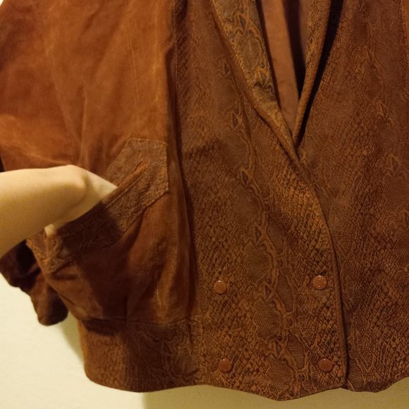 Vintage Rust Suede Bomber Jacket 80s Early 90s Oversized - Picture 5 of 16